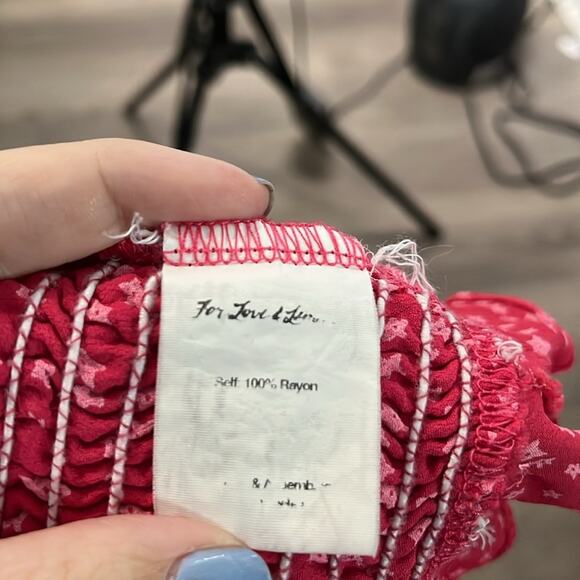 For Love & Lemons Dark Pink Star Print Crop Top Adjustable Strap Size Small - Picture 6 of 8